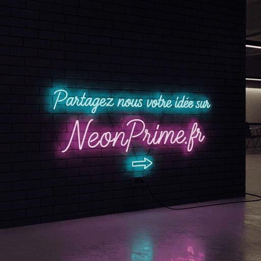 Enseigne néon LED personnalisée avec texte lumineux sur mur en briques