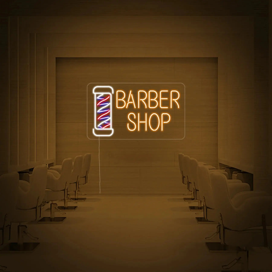 Enseigne néon LED barber shop lumineuse sur un mur de salon moderne, décoration lumineuse DIY pour intérieur de barbier