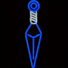 Lampe murale LED néon bouteille bleue lumineuse sur fond sombre, décoration LED moderne.