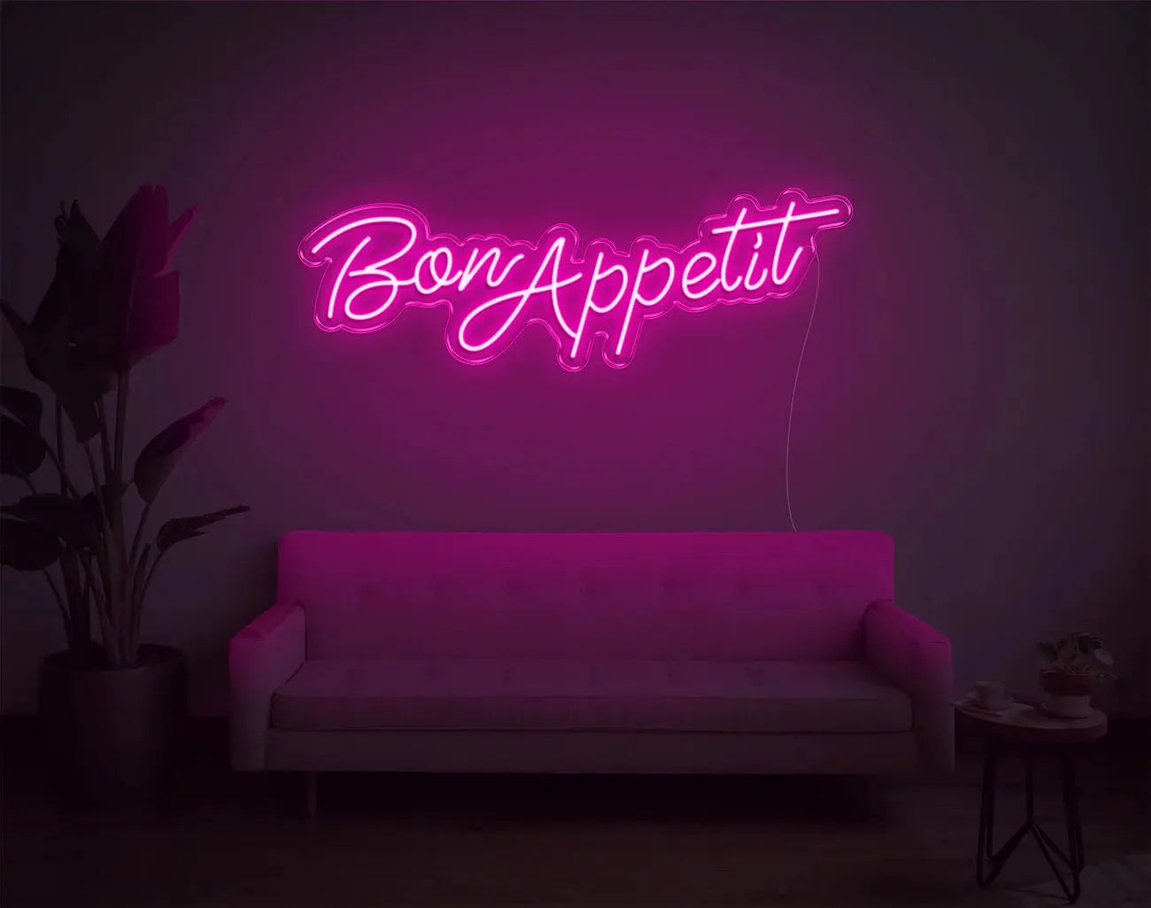 Néon LED Bon Appetit rose créant une ambiance romantique, éclairage mural néon DIY décoratif