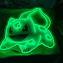 Néon LED Bulbizarre complet lumineux vert, lampe murale anime DIY
