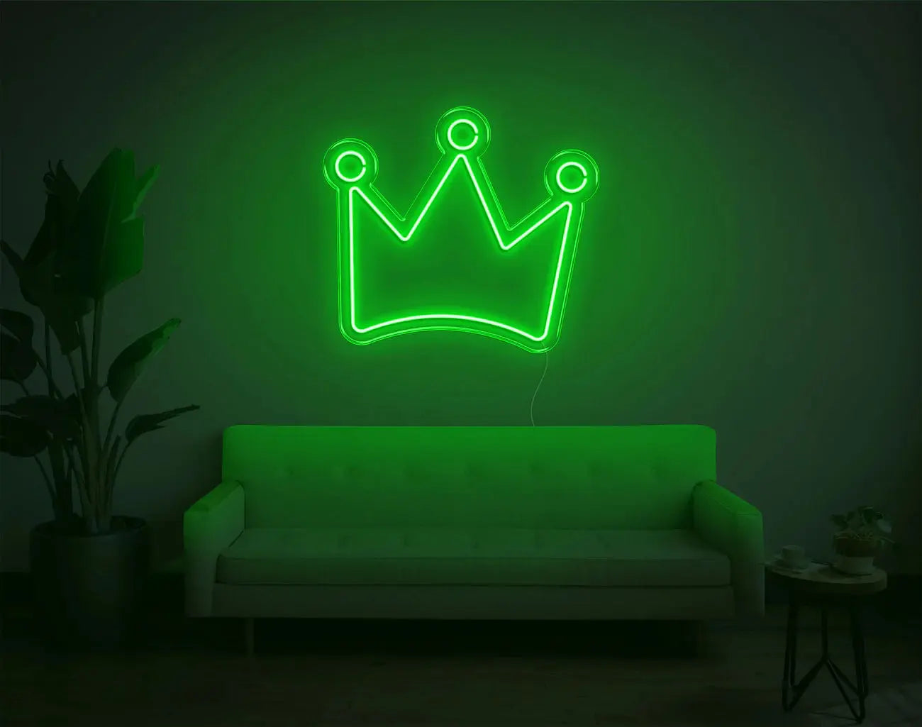 Enseigne néon LED couronne verte créant une ambiance lumineuse DIY pour la décoration intérieure