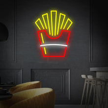 Icône frites LED néon DIY minimaliste lumineuse sur mur intérieur moderne