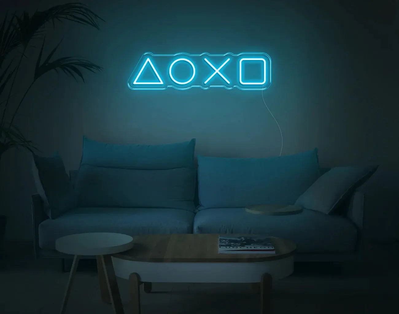 Décoration murale LED néon cyan style kit néon DIY PlayStation