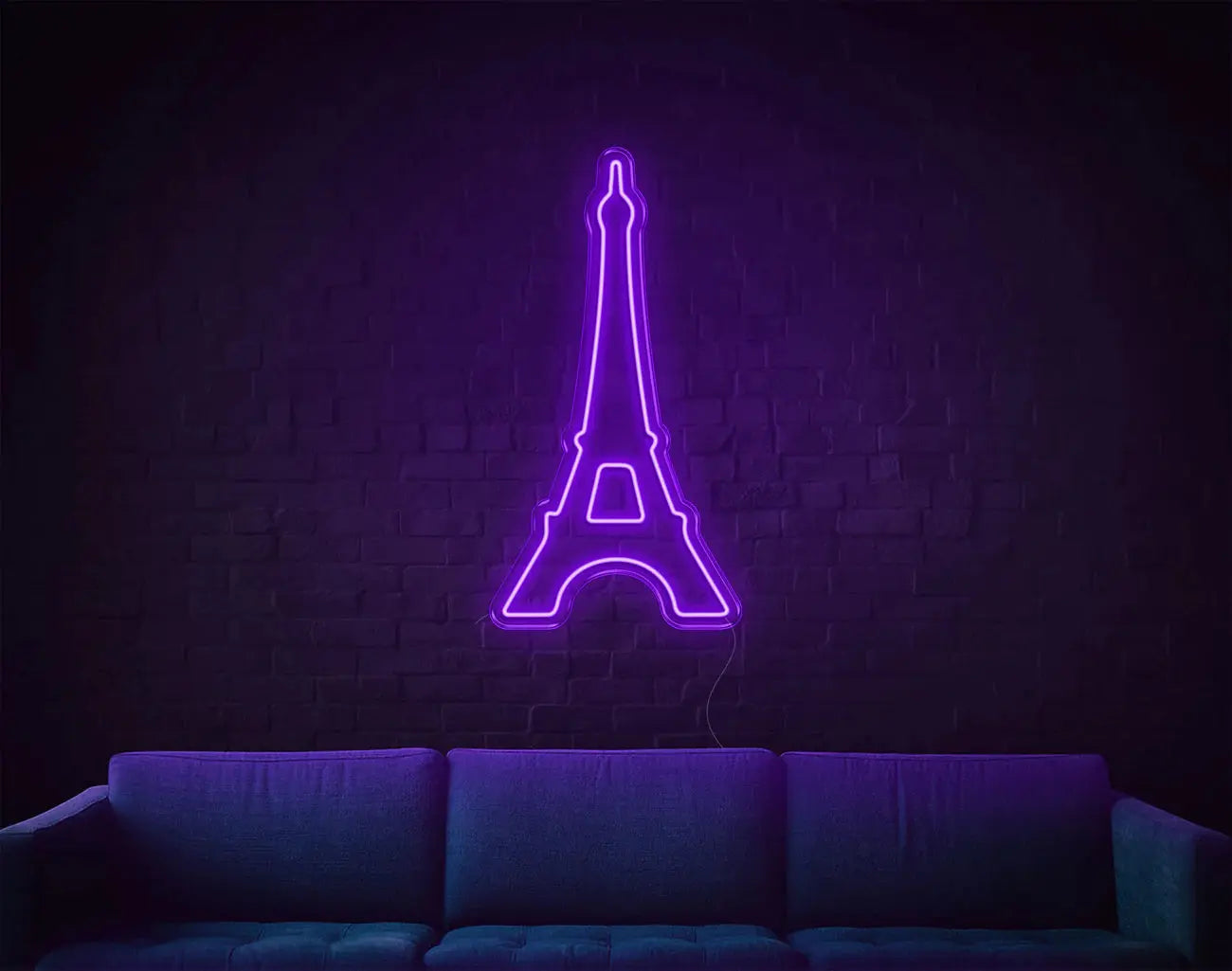 Décoration murale néon LED Tour Eiffel violette apportant une ambiance artistique, éclairage néon DIY décoratif