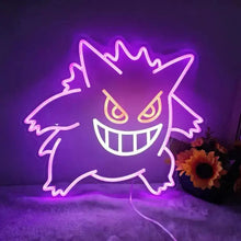 Néon LED Gengar violet avec yeux lumineux, lumière néon DIY pour chambre gamer