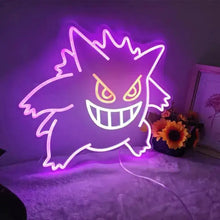 Néon LED Gengar violet créant une ambiance gaming anime lumineuse