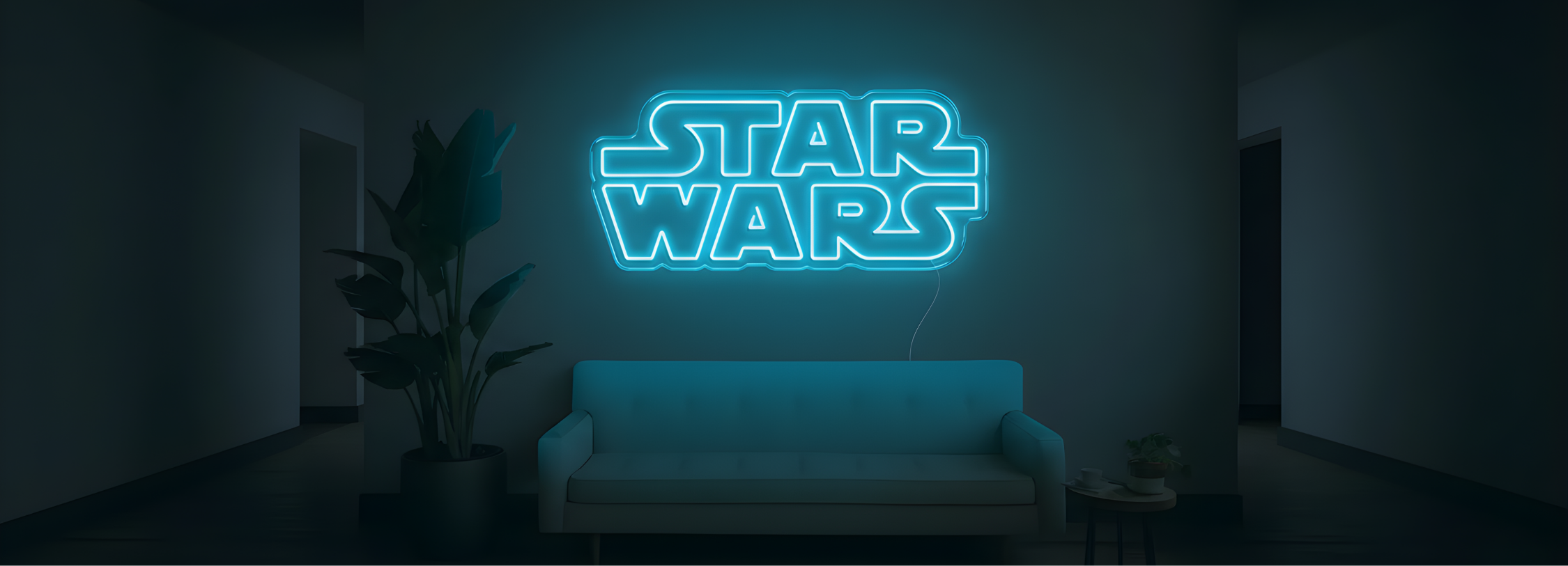 Néon LED casque futuriste style gaming en décoration murale