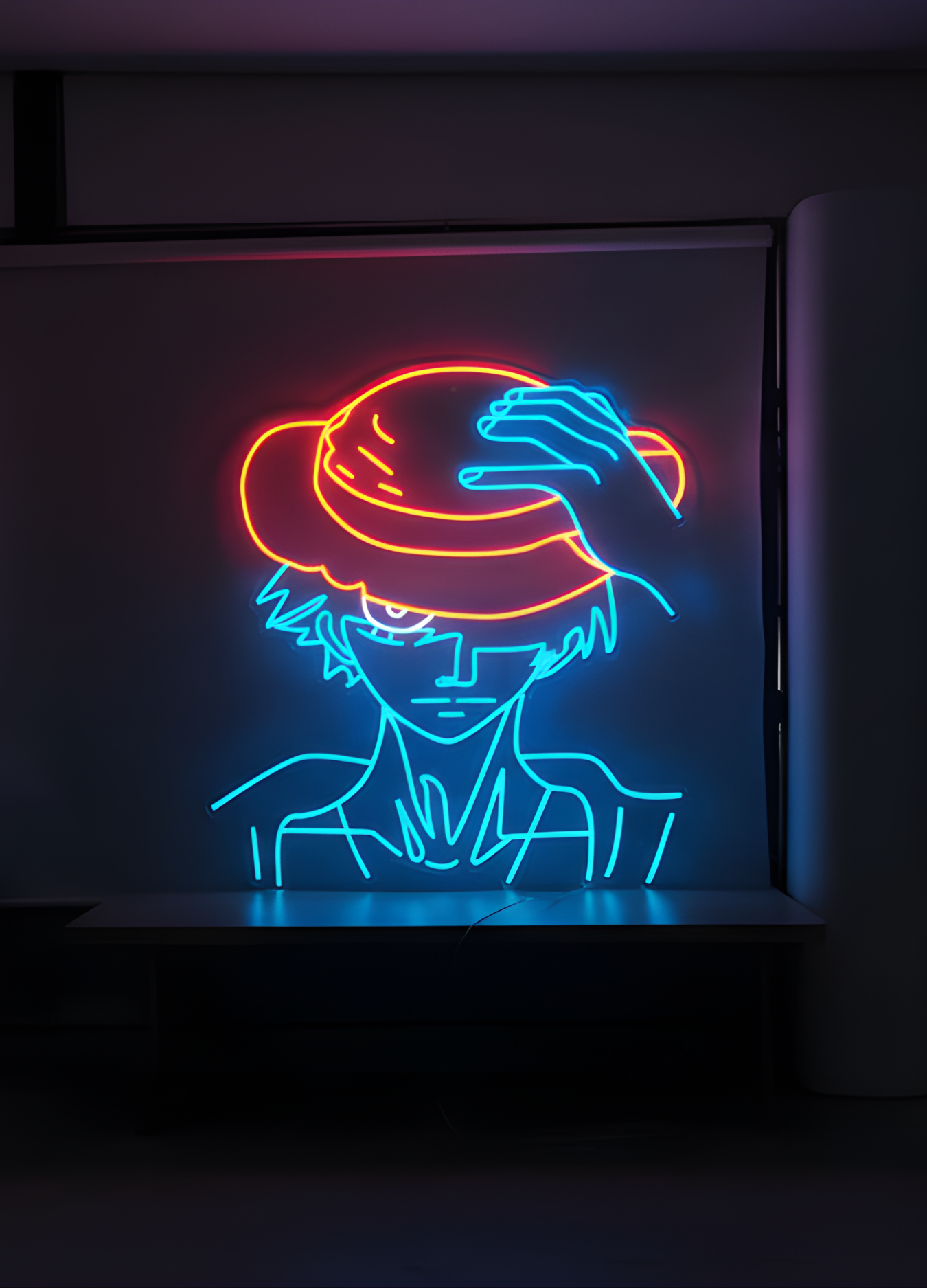 Néon LED guerrier style anime bleu lumineux