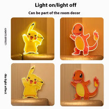 Lampes néon LED Pikachu et Salamèche montrant comparaison effet allumé et éteint