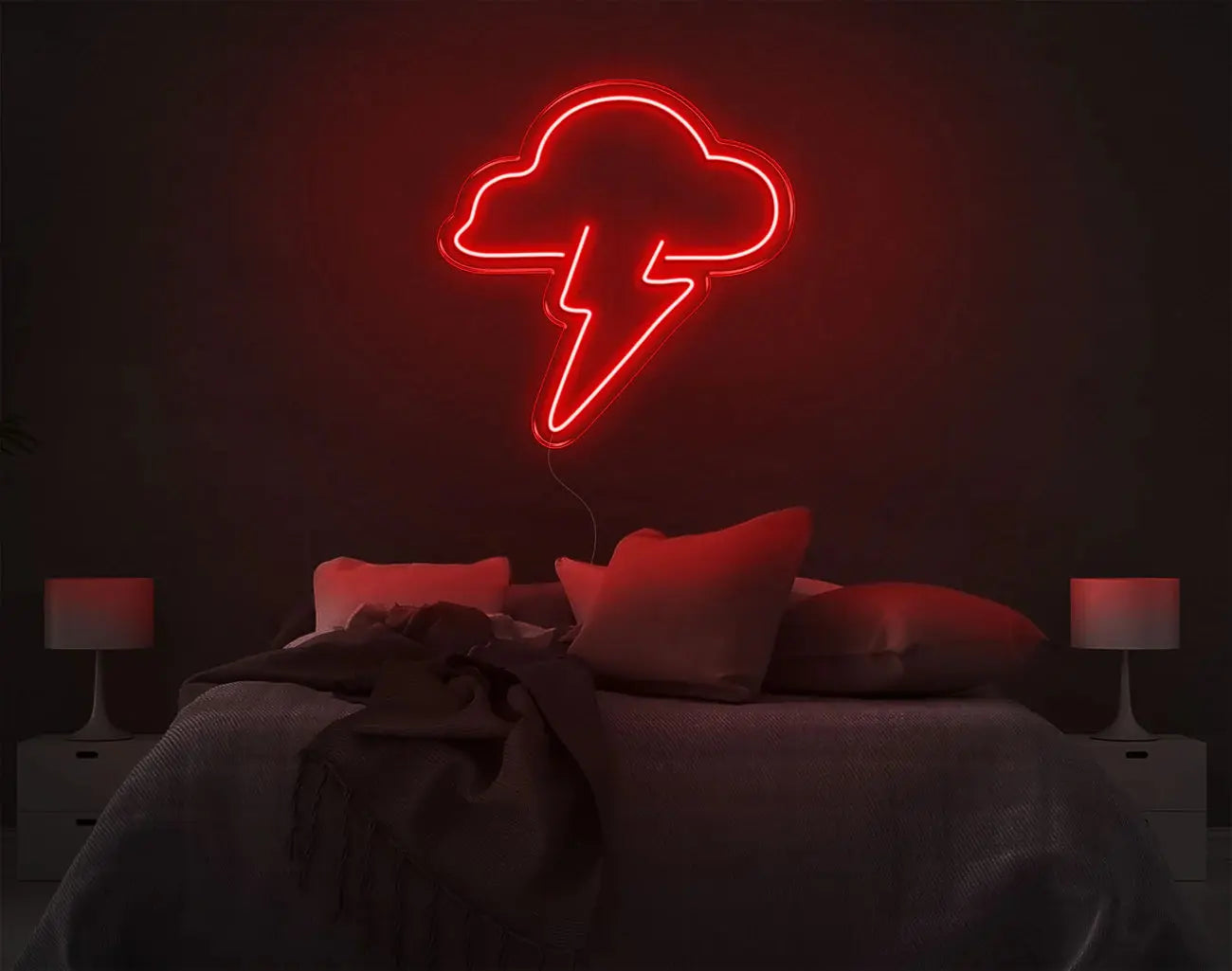 Enseigne néon LED nuage et éclair rouge ajoutant un éclairage d’accent DIY énergique à la chambre