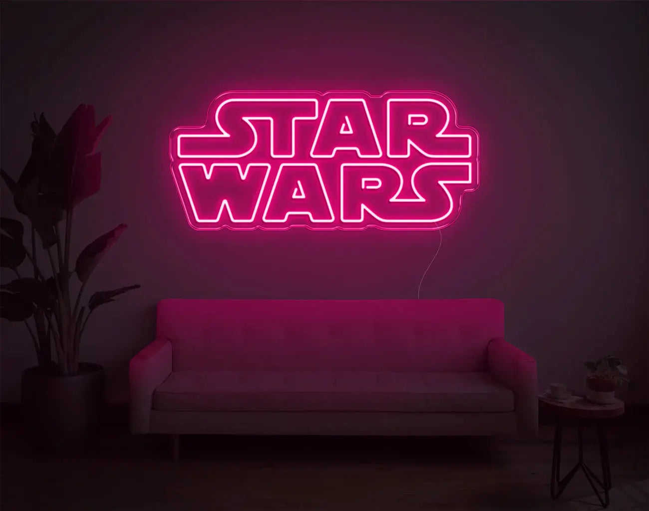 Enseigne LED néon Star Wars rose utilisée comme décoration de chambre moderne