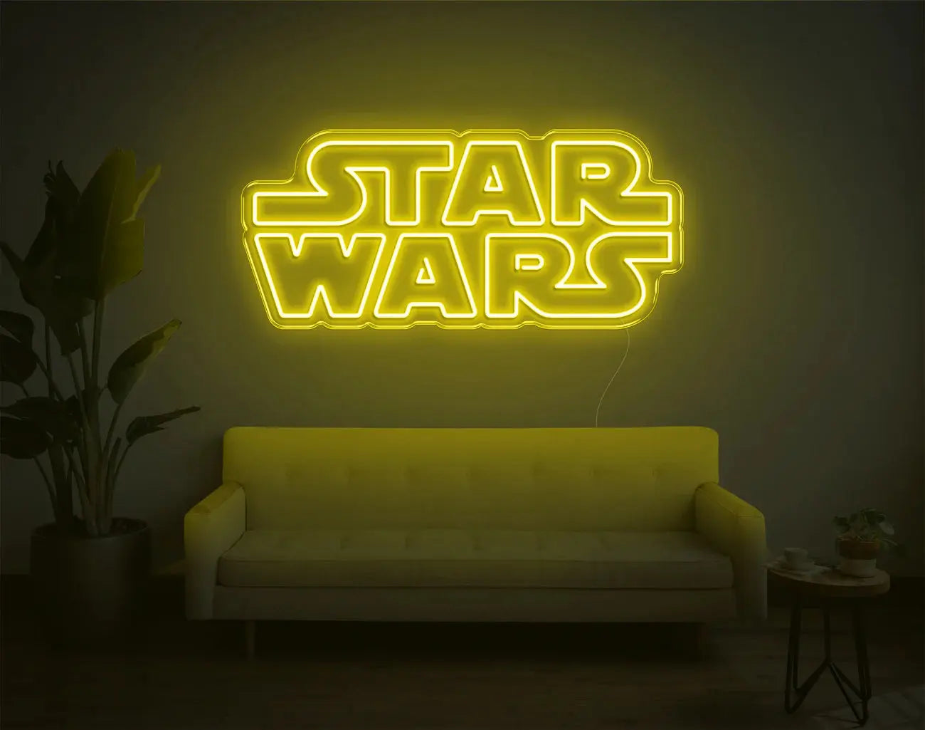 Enseigne LED néon Star Wars jaune offrant un éclairage décoratif lumineux