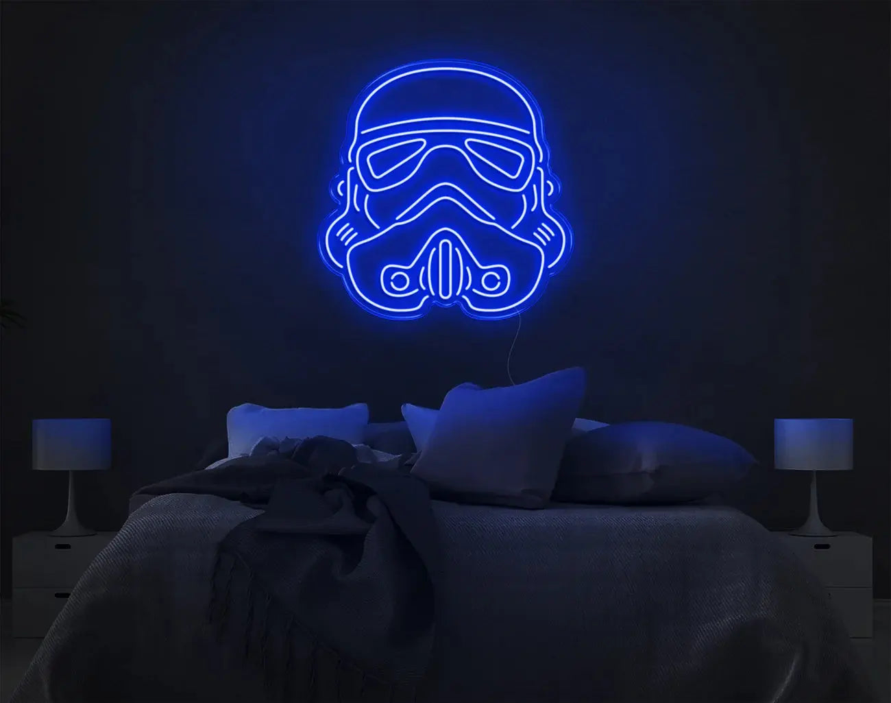 Néon LED stormtrooper bleu parfait pour salle gaming ou multimédia