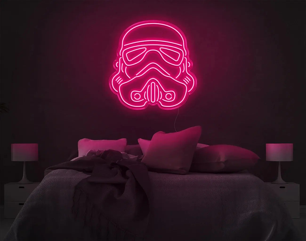 Lampe murale néon LED stormtrooper magenta pour intérieur coloré