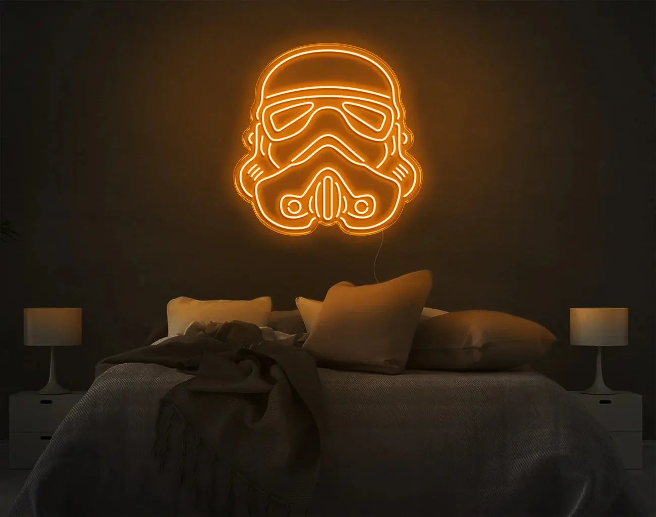 Décoration murale néon LED stormtrooper orange pour éclairage intérieur chaleureux