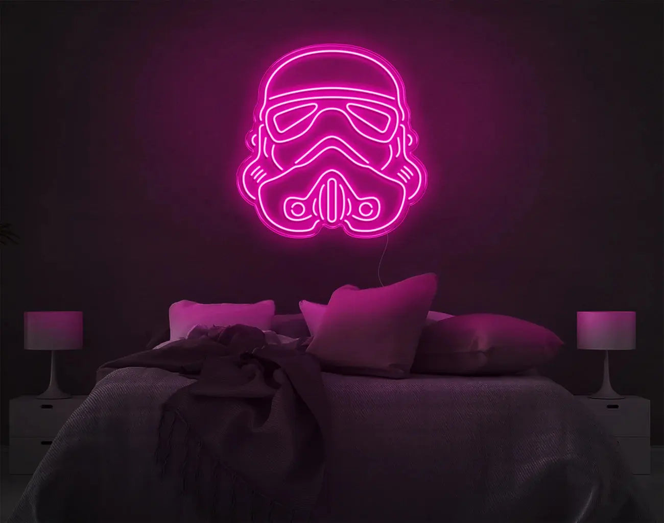 Enseigne néon LED stormtrooper rose pour décoration moderne vibrante