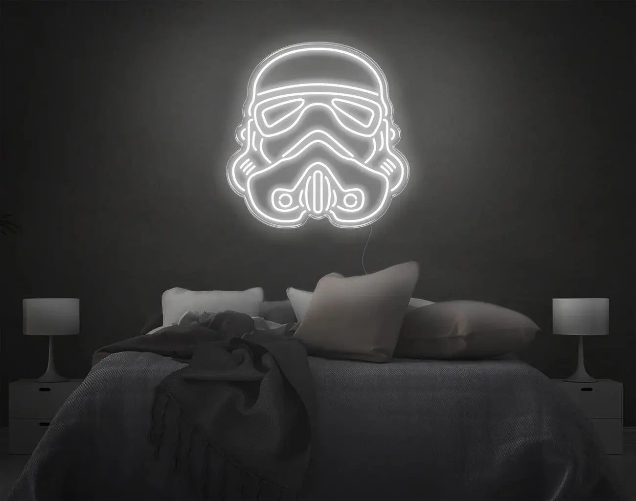 Enseigne néon LED stormtrooper blanche pour éclairage mural minimaliste