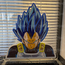Panneau néon LED Vegeta en acrylique éteint avec détails du personnage imprimés